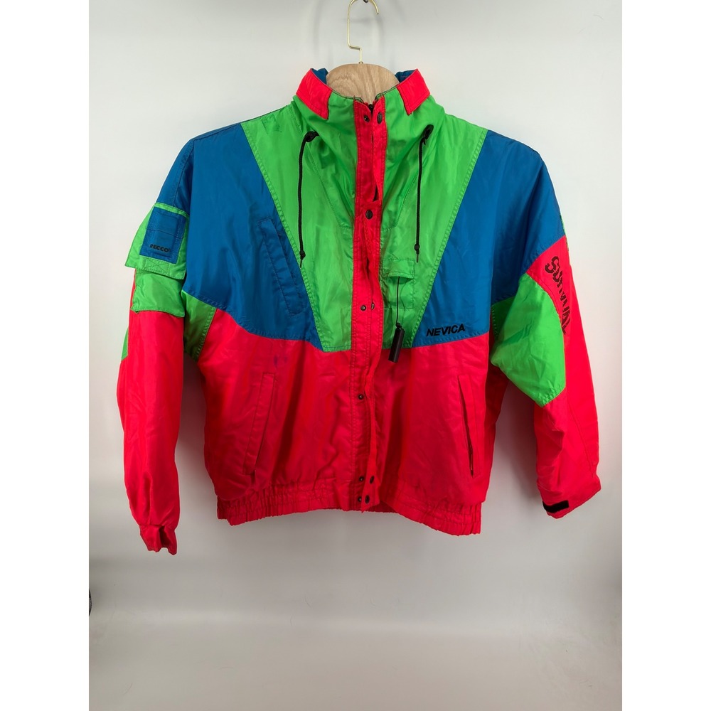 Vintage Nevica Survival Ski Jacket Mens‎ 46 Neon Colorblock Recco FS 12 MC Retro